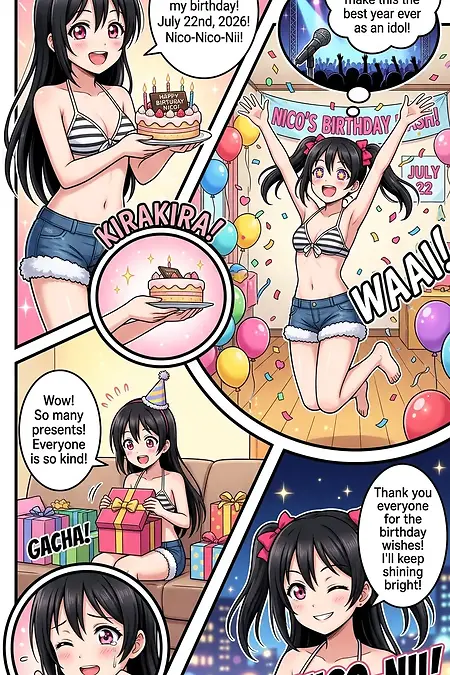 Nico Yazawa Birthday Striped Bikini.