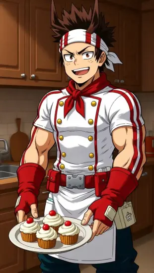 AI Video: Rikido Sato:
- Grins widely, eyes crinkle, cheeks lift
- Holds tray...