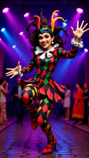 AI Video: "Jinx grins mischievously, head tilted, eyes sparkling, chest rises with...