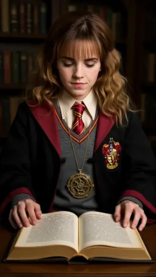 AI Video: She leans in, eyes scanning the book, eyebrows furrowing with concentration....