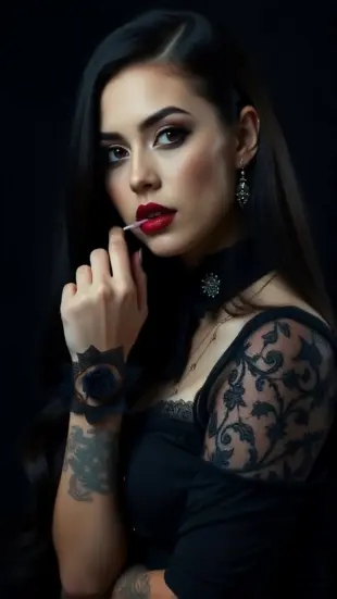 AI Video: seductive gaze, slow blink, lip bite