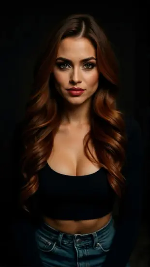 AI Video: seductive gaze, slow blink, lip bite