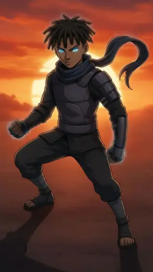 AI Video: warrior stance, fist clenching, determined eyes