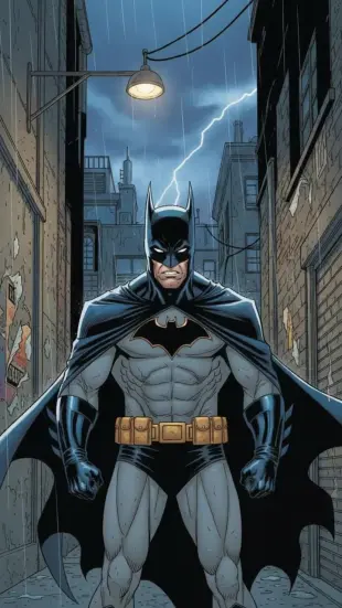 AI Video: Emerge from shadows, cloak rustles. Tilt head, eyes narrow. Breath hitches,...