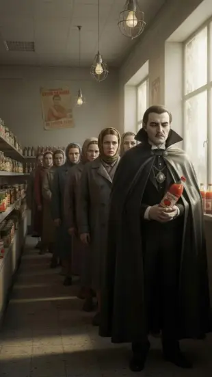 AI Video: mysterious gaze, shadows moving, enigmatic smile
Сцена:
— граф дракула...