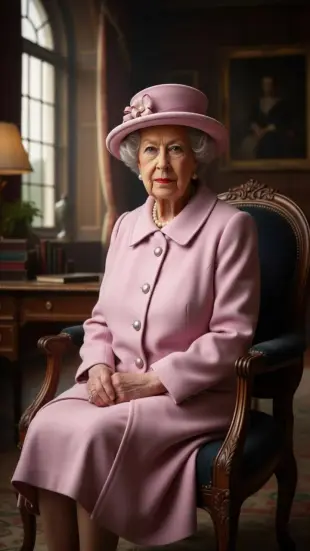 AI Video: Королева играет в карты с работягами возле макдональдса, на ней простое...