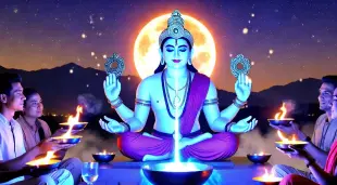 AI Video: Cinematic devotional scene of Lord Shiva on Mahashivratri night, glowing...