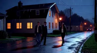 AI Video: Create a dark, cinematic 60-second true crime video that opens with a quiet...