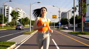 AI Video: Woman running on the street