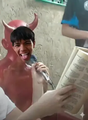 AI Video: Make him rear the bible while holding the microphone