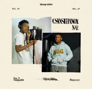 AI Video: The guy on the left side is recording music the studio. And the guy on the...