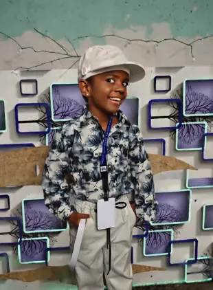 AI Video: Cinematic close-up video of a charismatic female AI persona in a dark, modern...