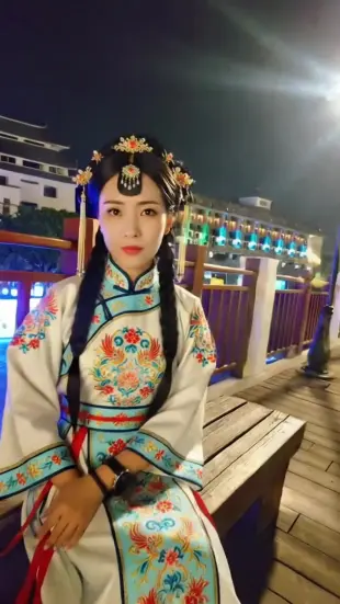 AI Video: The woman standing moving slowly