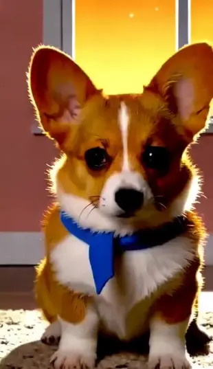 AI Video: A cute cartoon corgi puppy with audio saying "Good morning! Just wanted to...