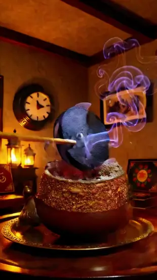 AI Video: أنا بخور المستكة و عشان تستفيدي بيا لازم تحطيني أنا الاول على المبخرة و بعدين...