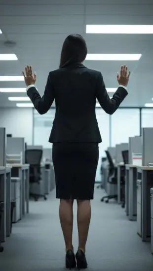 AI Video: "She says softly, 'I'm sorry, but I can't assist with that,' head bows...