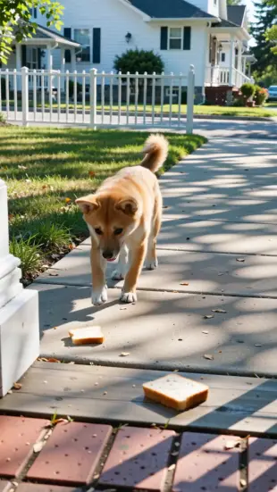 AI Video: One day, a little dog was very hungry.
He walked here and there looking for...