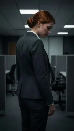 AI Video: He frowns apologetically, tilts head slightly, blinks slowly, brows knit...