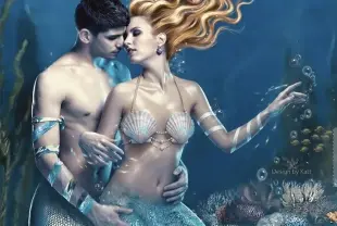 AI Video: The mermaid is moving her hands under the water while she’s talking to her...