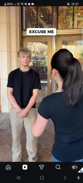 AI Video: Someone come from behind and pull the girl's hair hard a couple times