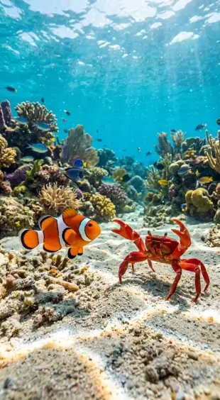 AI Video: Fish and crab