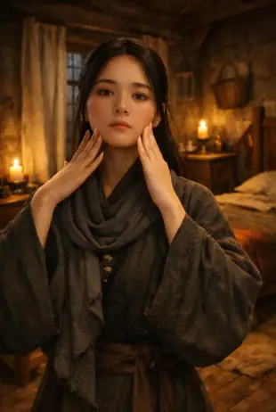 AI Video: The exact same character but she just woke up and streched her arms then...