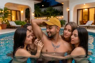 AI Video: Create a high definition video of the girls sniffing his armpits high definition