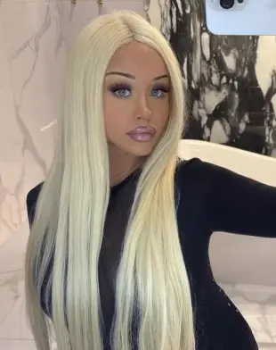 AI Video: high quality, clear, cinematic, she take off her top revealing her huge round...