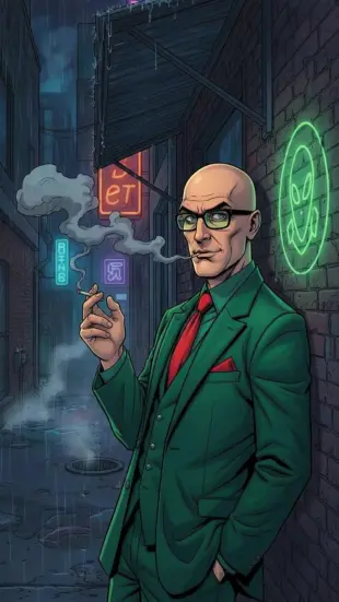 AI Video: smoking cigarette, exhaling smoke, cool demeanor