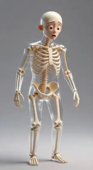 AI Video: Skeleton suddenly freezing then waking up again, representing microsleep moment.
