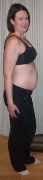 AI Video: Woman slowly pulls down pants to reveal royal blue thong thong while smiling...