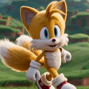 AI Video: “Tails from Sonic the Hedgehog transforms into a superhero. He spins around...