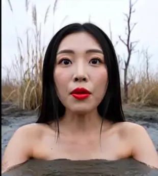 AI Video: Naked Asian girl named mio is sinking for you in grey clay, she purposely got...