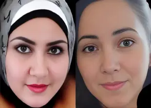 AI Video: Make the two women look at each other, then kiss each other hotly.