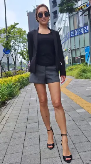 AI Video: She wears black lace bra thong garter belt stockings and turn around