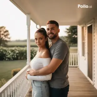 AI Video: Have female look up at male, then kiss.