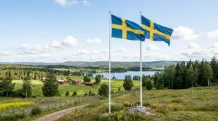 AI Video: Swedish flag in the wind