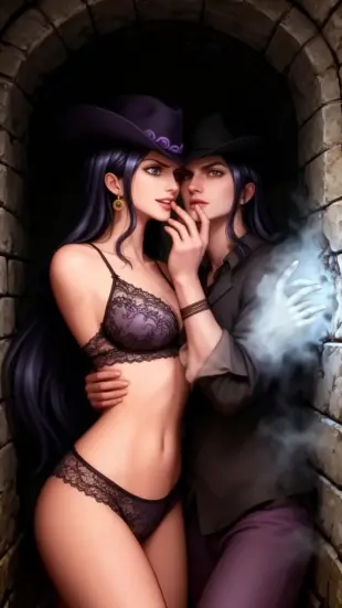 AI Video: She recoils sharply, skin paling, then steps back and presses a hand firmly...