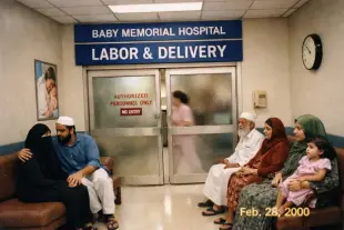 AI Video: People passing short like busy hospital
Infront ofe the labour room and...