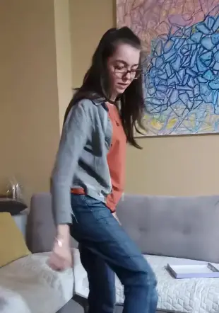 AI Video: undress the person completely his pants and his blouses and put  him in sexy...