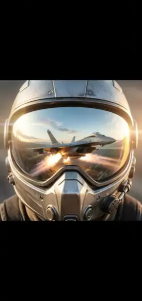 AI Video: Have the plane in the visor fly by.