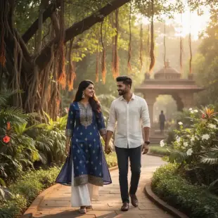 AI Video: Create a video of this couple sitting oa park bench and talking with human...