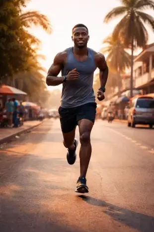 AI Video: exercising and met a friend and told the friend that he won a contract in...