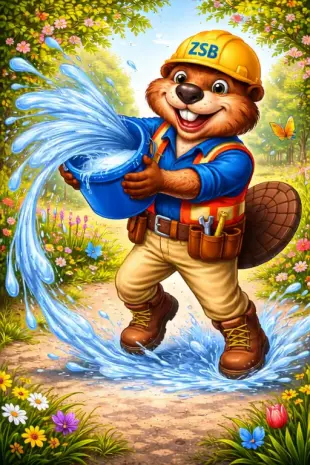 AI Video: beaver splashes water forward