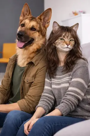 AI Video: Animate this image of two hip-hop cats into a 10-second dancing video. Make...