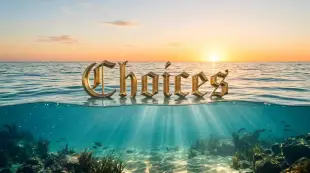 AI Video: beautiful sea scene and under the sea come and write with gold color letter...