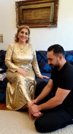 AI Video: Let the man massage the lady's feet then kissing them