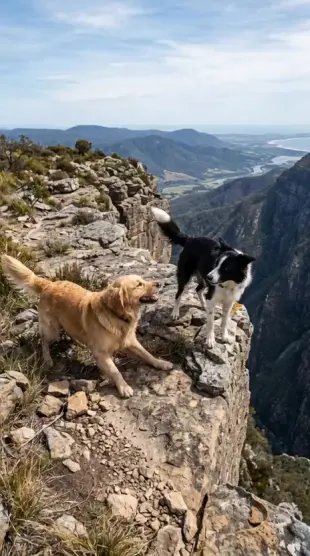 AI Video: I want a dog playing with another dog and then one of the dogs pushes the...