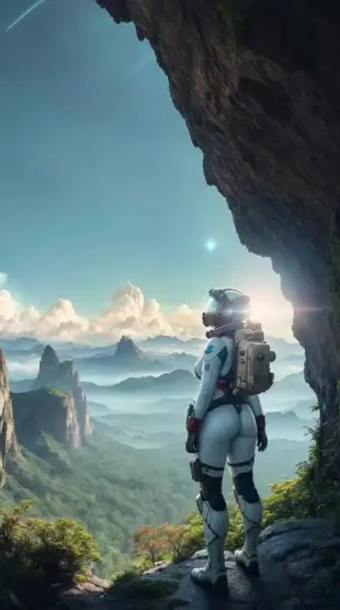 AI Video: she walks into the mountains