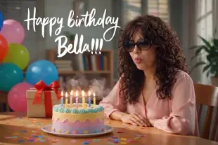 AI Video: Women blowing on the candles.